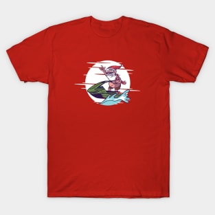 Jet Ski Santa Cartoon T-Shirt